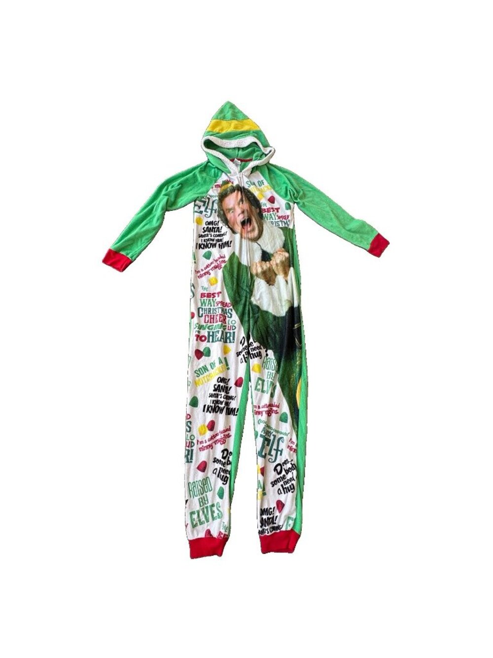 Elf Movie One Piece Sleepwear Size M 8-10 Christmas PJs Pajamas Holidays